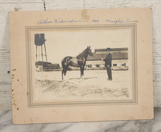 Lot 122 - Antique Boarded Photograph Of Horse Trainer Arthur Nickersham And His Horse Minamie, Photographed In Memphis, Tennessee, August 22, 1908