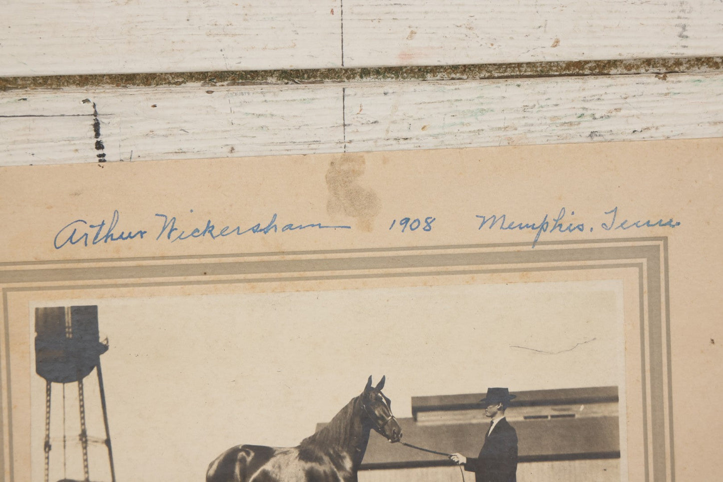 Lot 122 - Antique Boarded Photograph Of Horse Trainer Arthur Nickersham And His Horse Minamie, Photographed In Memphis, Tennessee, August 22, 1908