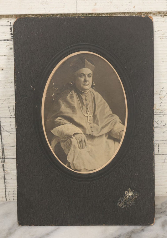 Lot 132 - Antique Boarded Photograph Of Catholic Clergyman, Likely Bishop, In Vestments With Episcopal Ring, Photo Taken At Craft Studio 