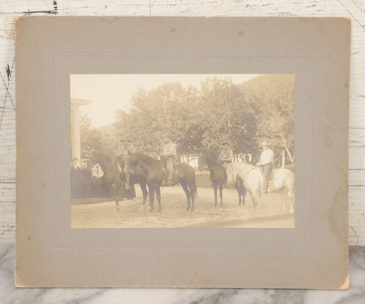 Lot 133 - Antique Boarded Photograph Of Armed Posse Of Cowboys On Horseback, Photographed By A. Garland Hall, White Mountains, Whitefield, New Hampshire