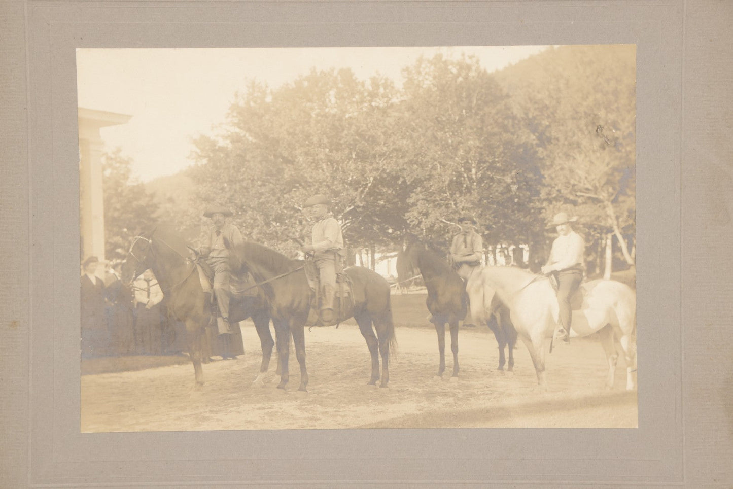 Lot 133 - Antique Boarded Photograph Of Armed Posse Of Cowboys On Horseback, Photographed By A. Garland Hall, White Mountains, Whitefield, New Hampshire