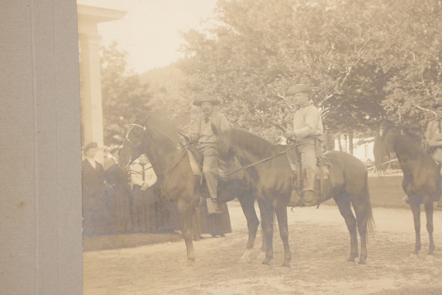 Lot 133 - Antique Boarded Photograph Of Armed Posse Of Cowboys On Horseback, Photographed By A. Garland Hall, White Mountains, Whitefield, New Hampshire