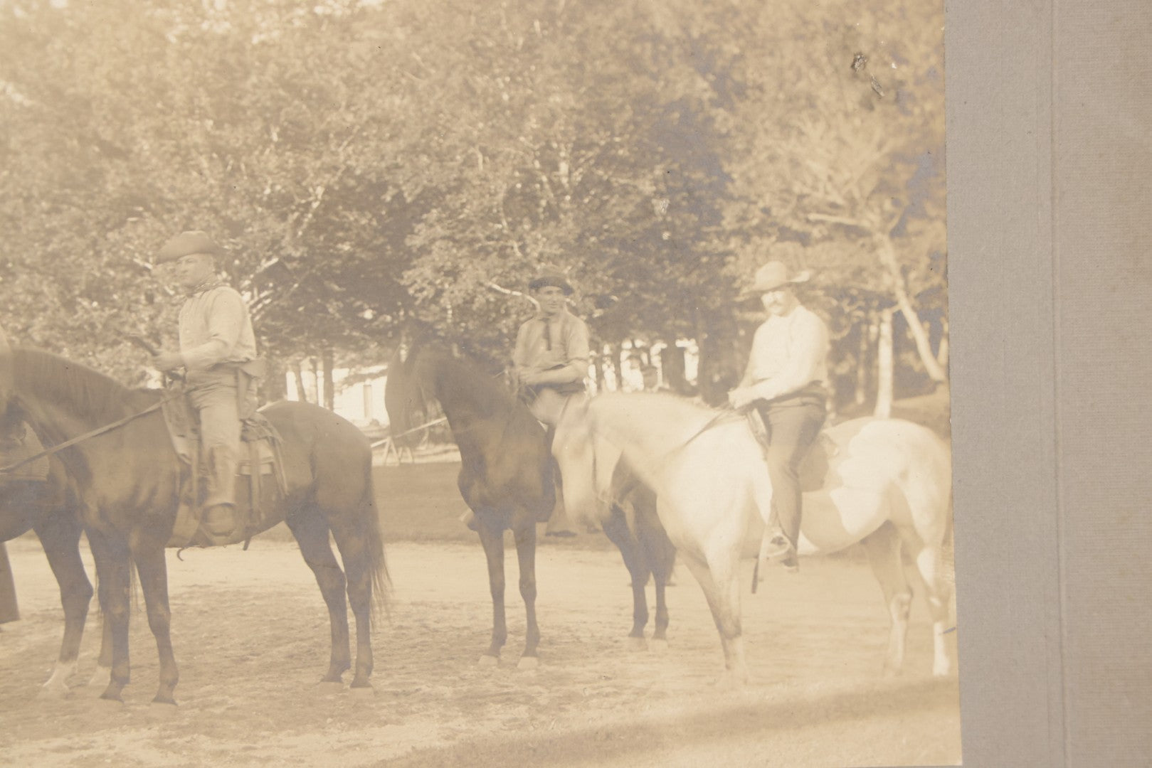 Lot 133 - Antique Boarded Photograph Of Armed Posse Of Cowboys On Horseback, Photographed By A. Garland Hall, White Mountains, Whitefield, New Hampshire