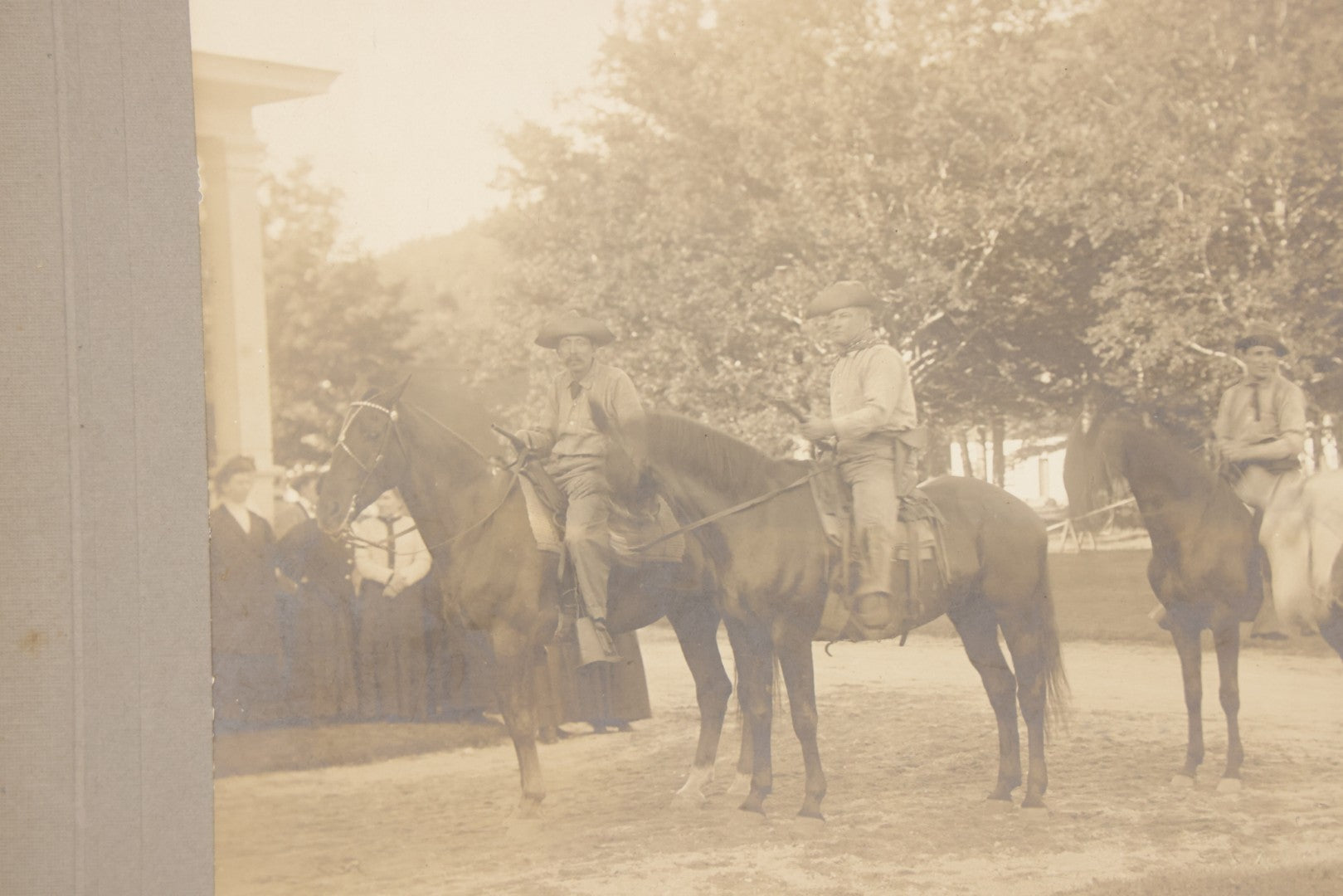 Lot 133 - Antique Boarded Photograph Of Armed Posse Of Cowboys On Horseback, Photographed By A. Garland Hall, White Mountains, Whitefield, New Hampshire