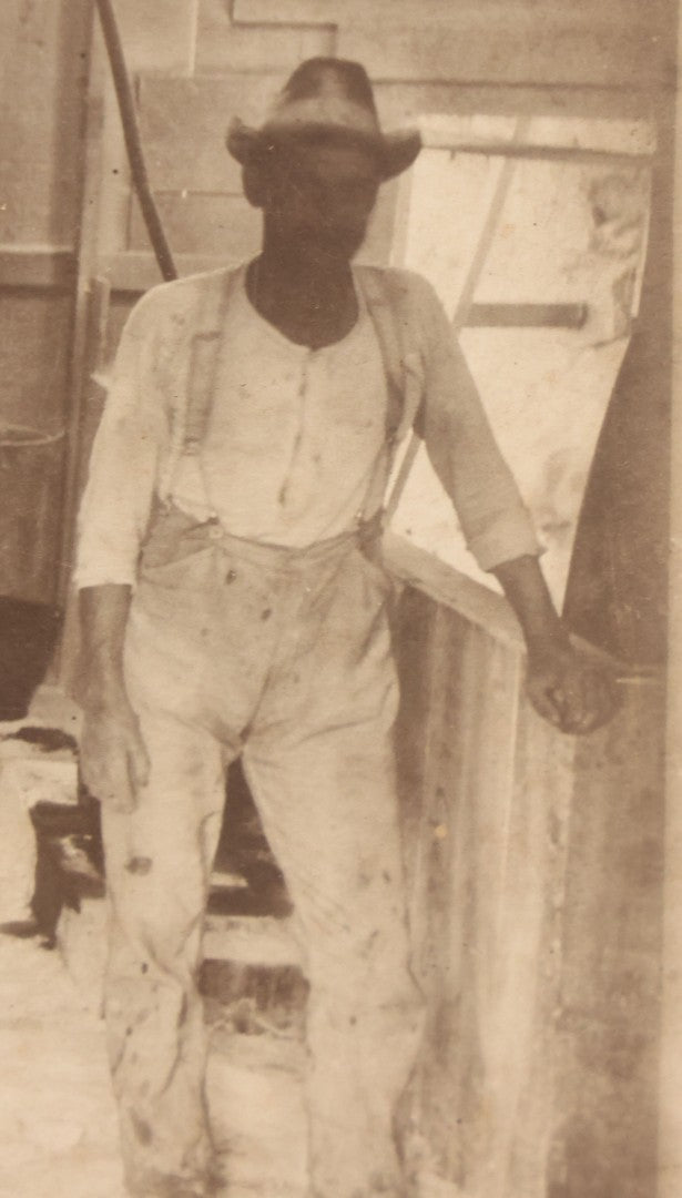 Lot 134 - Antique Boarded Occupational Photograph Of Two Filthy Workers Tending To An Industrial Boiler, Faint Pen Writing Indicates Date Of 1901-1902 And Other Information