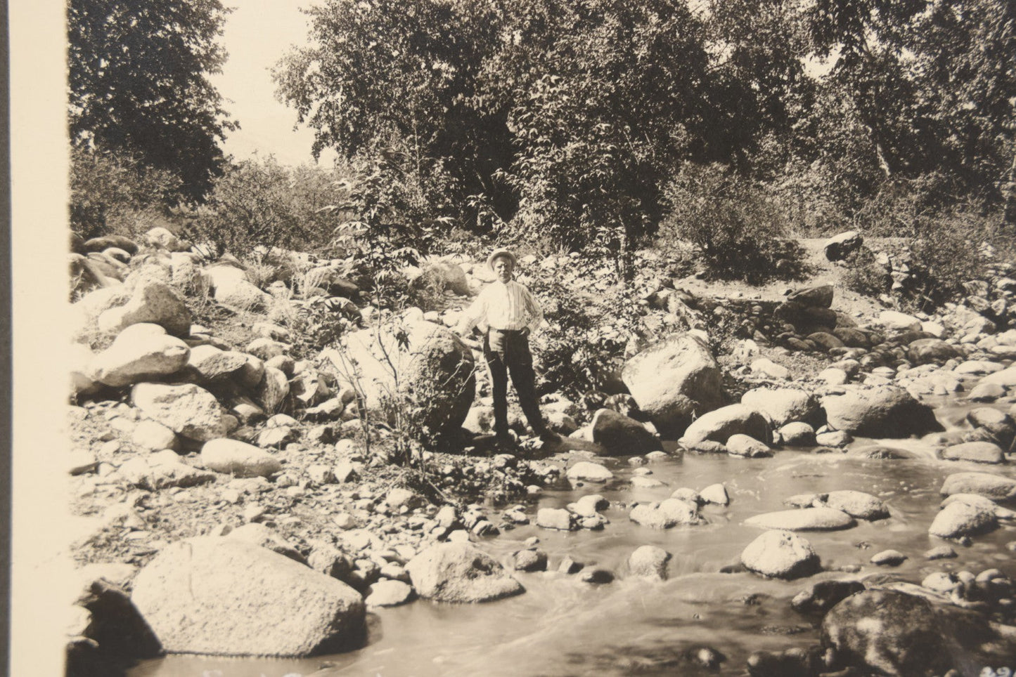 Lot 137 - Antique Boarded Photograph Of Man Posing At Fort Grant Creek, State Industrial School, Fort Grant, Arizona