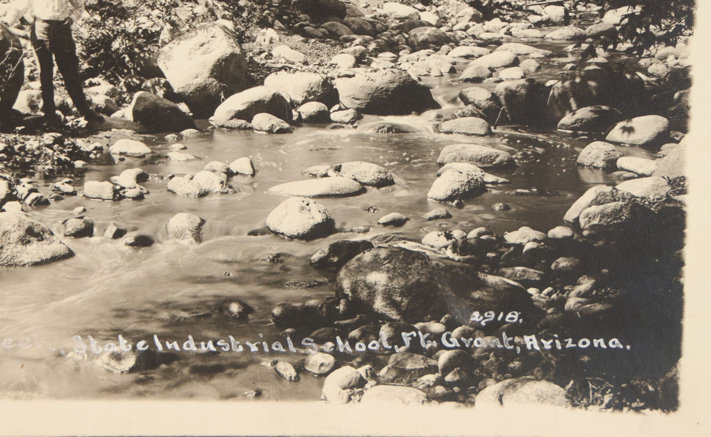 Lot 137 - Antique Boarded Photograph Of Man Posing At Fort Grant Creek, State Industrial School, Fort Grant, Arizona