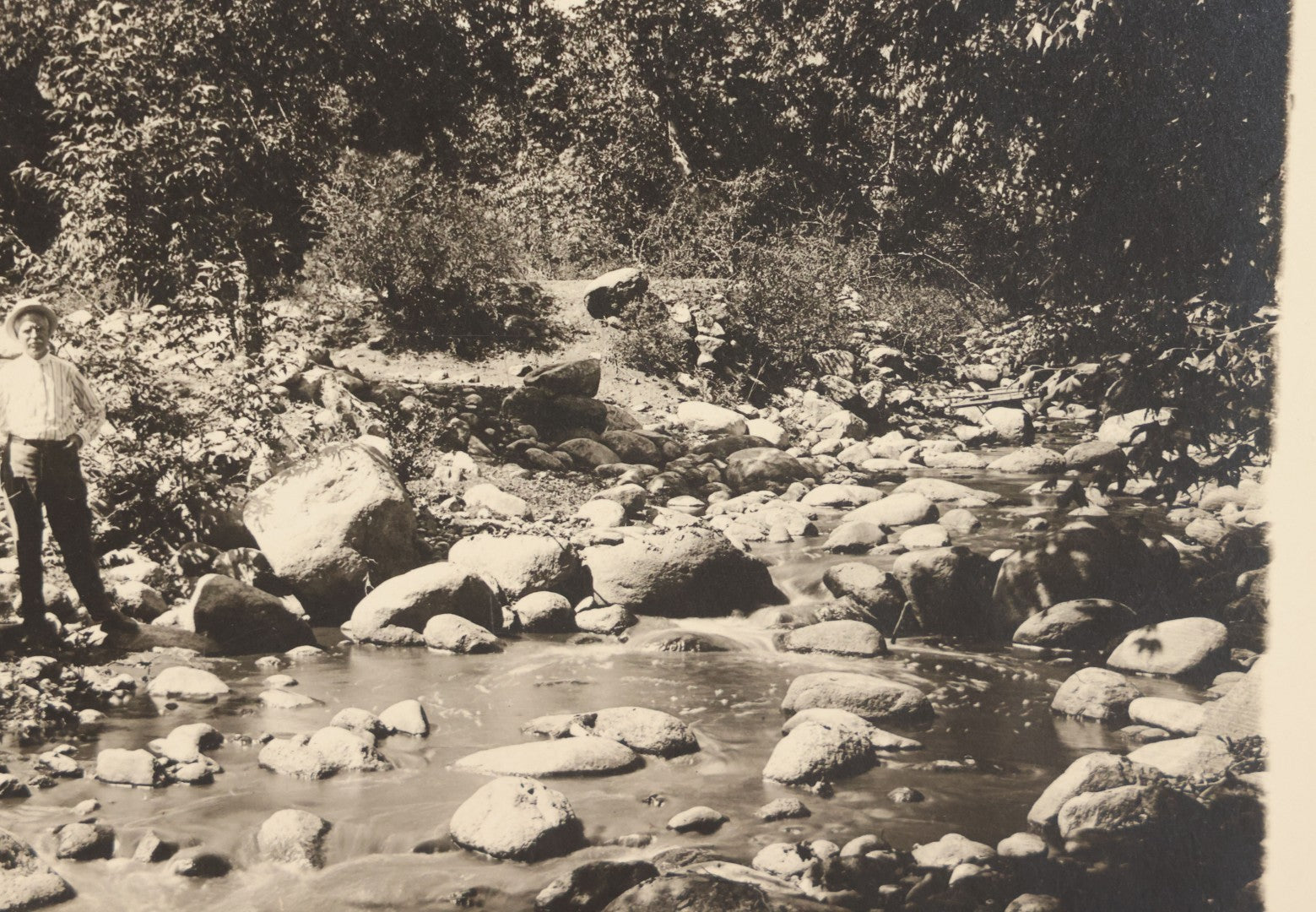 Lot 137 - Antique Boarded Photograph Of Man Posing At Fort Grant Creek, State Industrial School, Fort Grant, Arizona