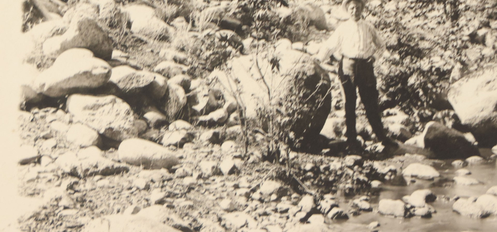 Lot 137 - Antique Boarded Photograph Of Man Posing At Fort Grant Creek, State Industrial School, Fort Grant, Arizona