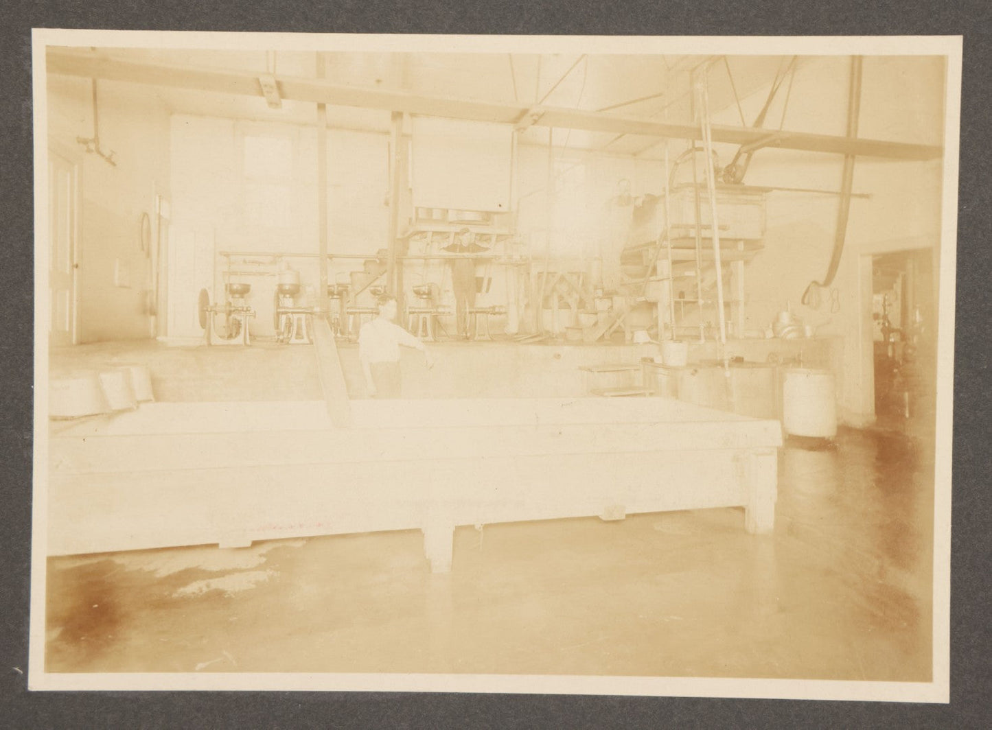 Lot 138 - Antique Boarded Occupational Photograph Of Workers Posing With Belt Driven Industrial Machinery In An Unknown Factory Setting