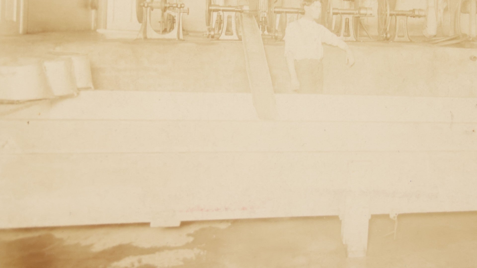 Lot 138 - Antique Boarded Occupational Photograph Of Workers Posing With Belt Driven Industrial Machinery In An Unknown Factory Setting