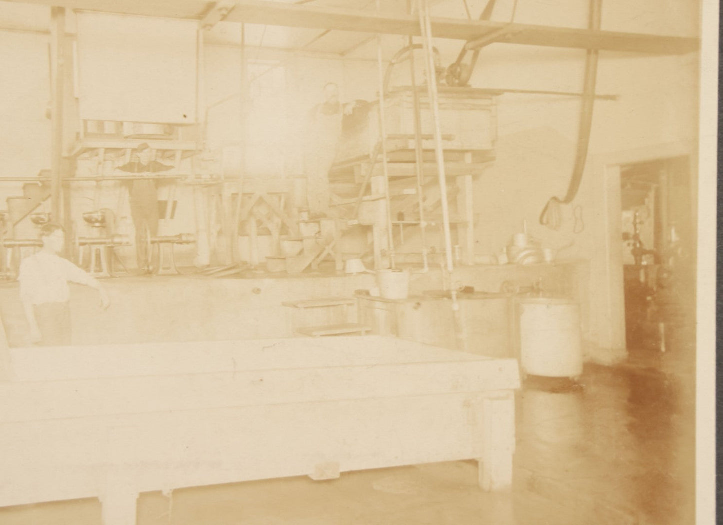 Lot 138 - Antique Boarded Occupational Photograph Of Workers Posing With Belt Driven Industrial Machinery In An Unknown Factory Setting