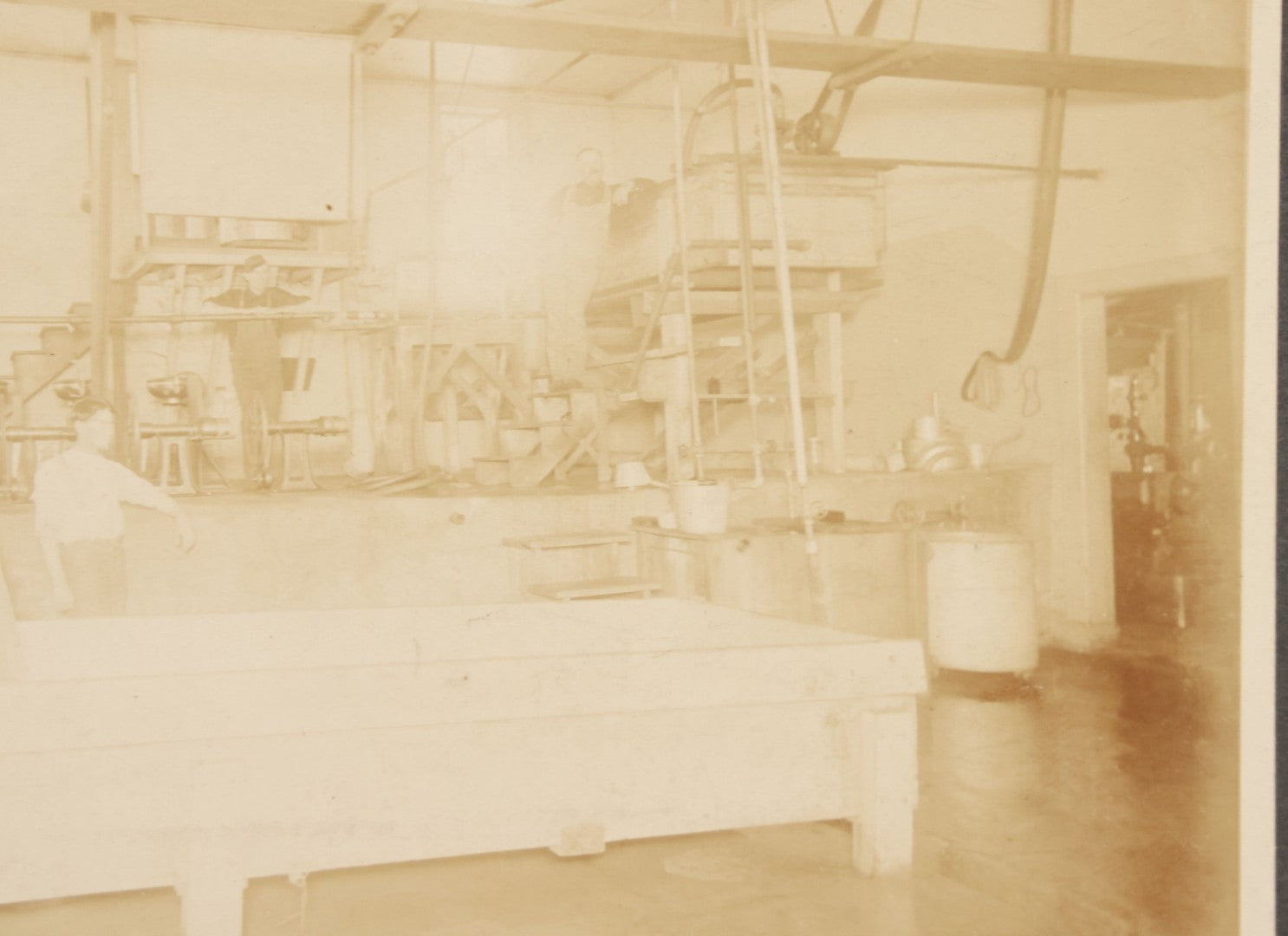 Lot 138 - Antique Boarded Occupational Photograph Of Workers Posing With Belt Driven Industrial Machinery In An Unknown Factory Setting