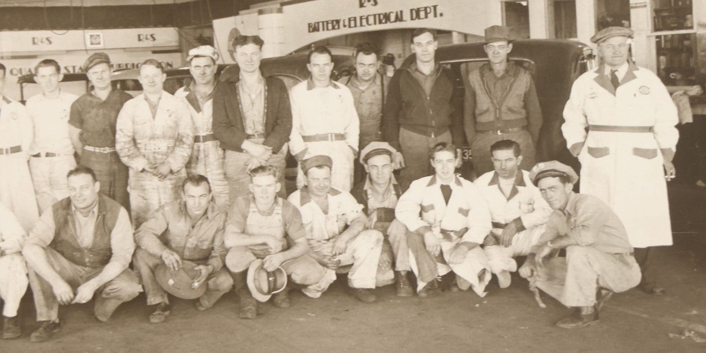 Lot 145 - Vintage Boarded Occupational Photograph Of Mechanics And Workers At A Chevrolet Dealership And Sales Room, Photo Taken On November 13, 1941, Photographed On Eastman Kodak Safety Film