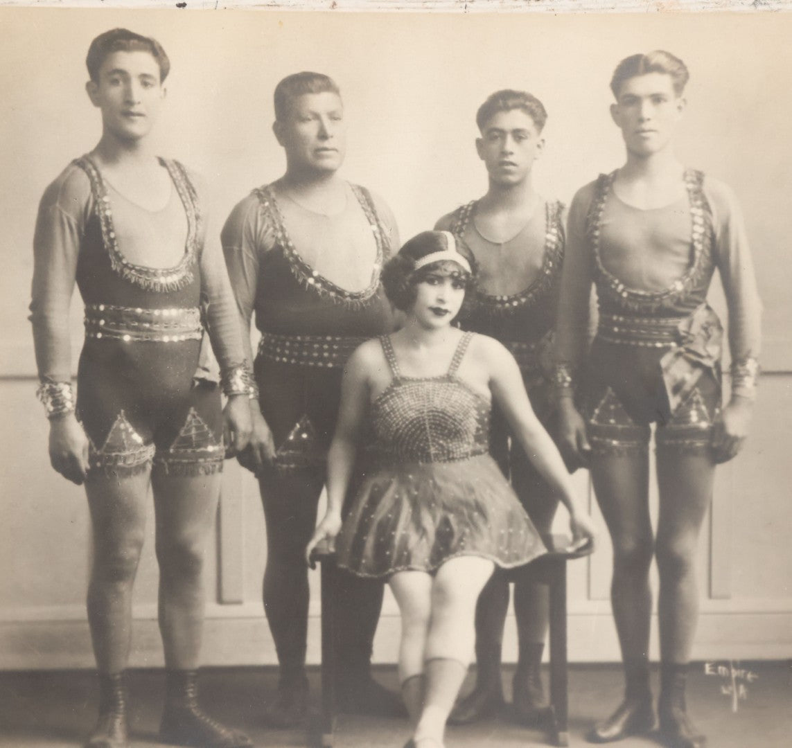 Lot 146 - Antique Promotional Photograph Of Family Of Circus Performers In Costume With Illegible Identification On Verso, Unmounted, Circa 1920