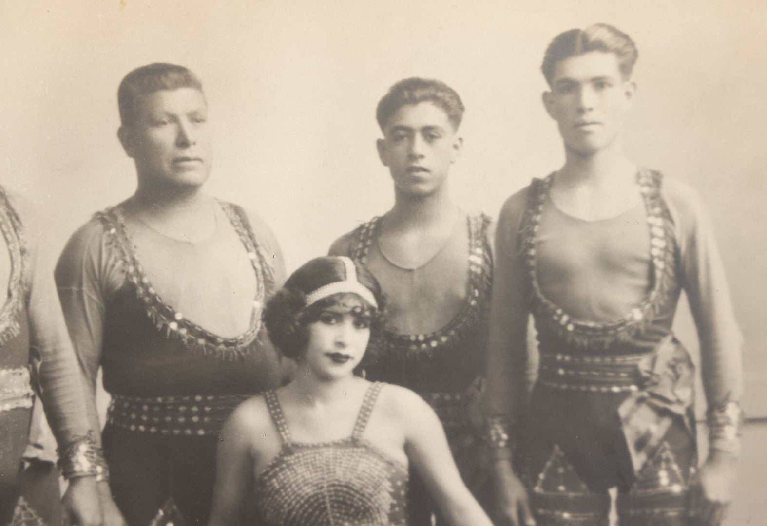 Lot 146 - Antique Promotional Photograph Of Family Of Circus Performers In Costume With Illegible Identification On Verso, Unmounted, Circa 1920