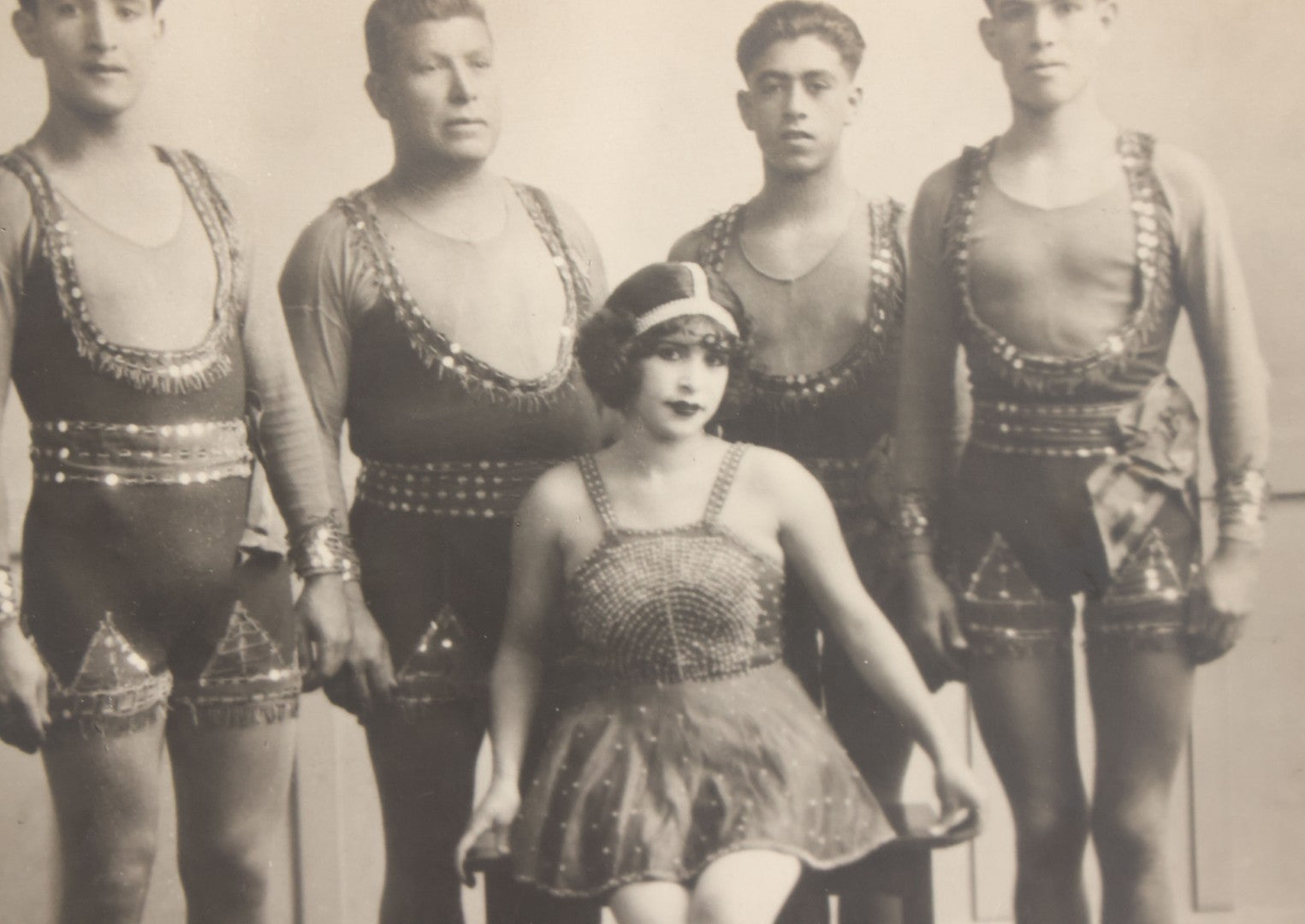 Lot 146 - Antique Promotional Photograph Of Family Of Circus Performers In Costume With Illegible Identification On Verso, Unmounted, Circa 1920