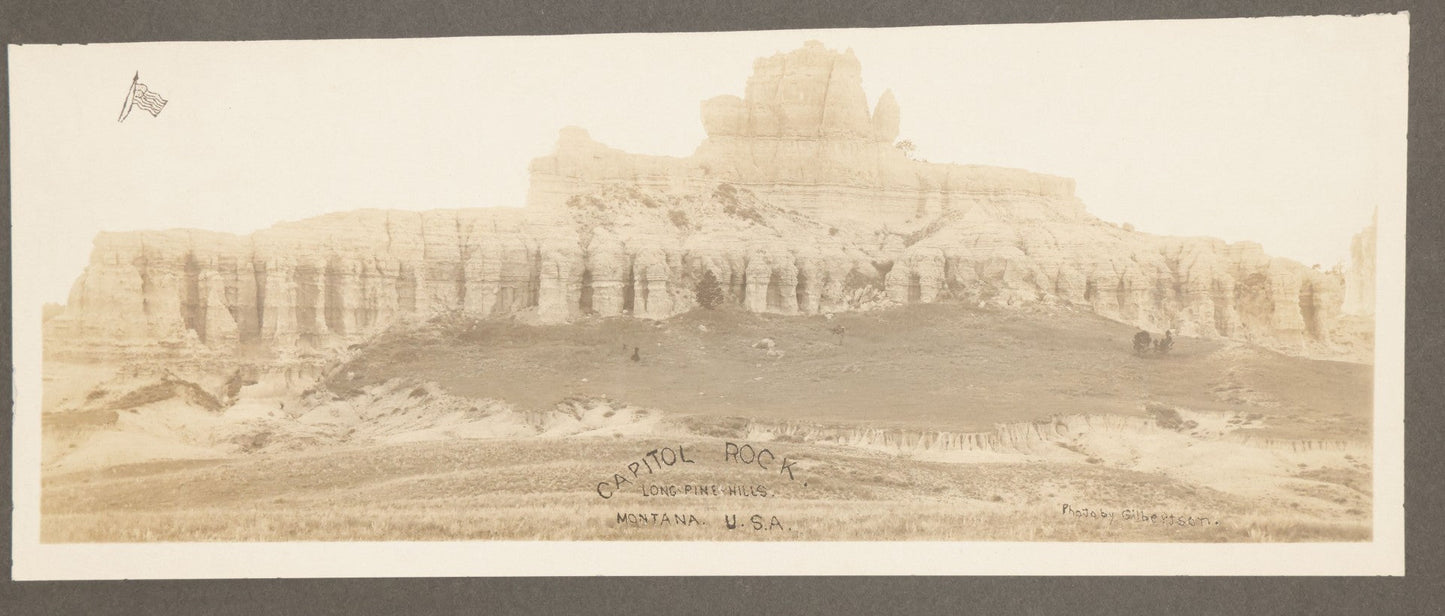 Lot 148 - Antique Boarded Panoramic Photograph Of Capitol Rock, Long Pine Hills, Montana, Photographed By Gilbertson