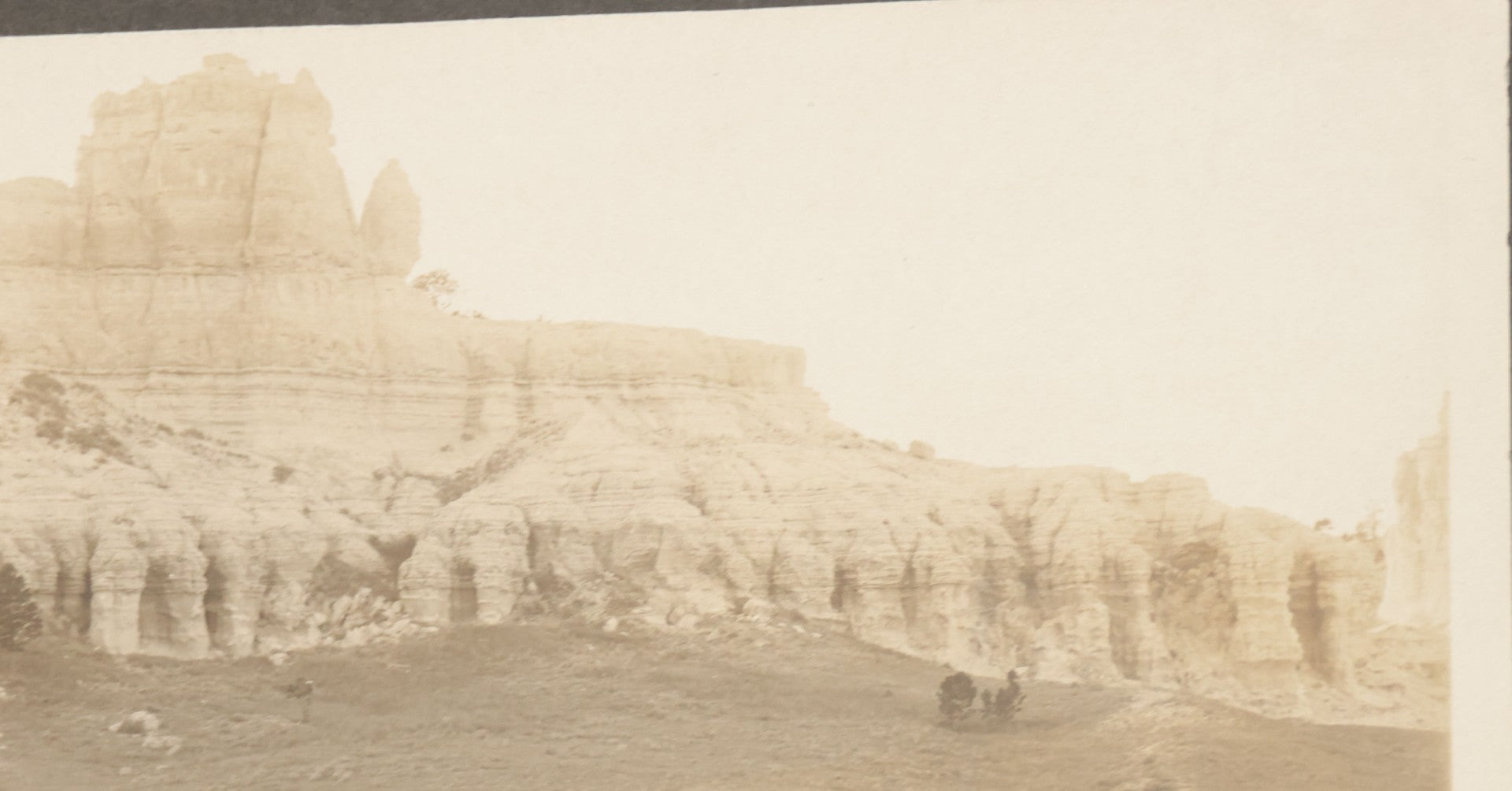 Lot 148 - Antique Boarded Panoramic Photograph Of Capitol Rock, Long Pine Hills, Montana, Photographed By Gilbertson