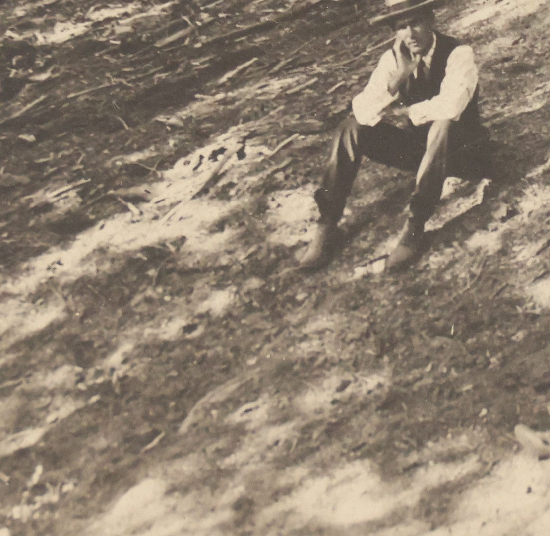 Lot 149 - Antique Boarded Photograph Of Two Men Relaxing In The Shade Beneath Trees On Slope Of Mount Wilson, Los Angeles County, California