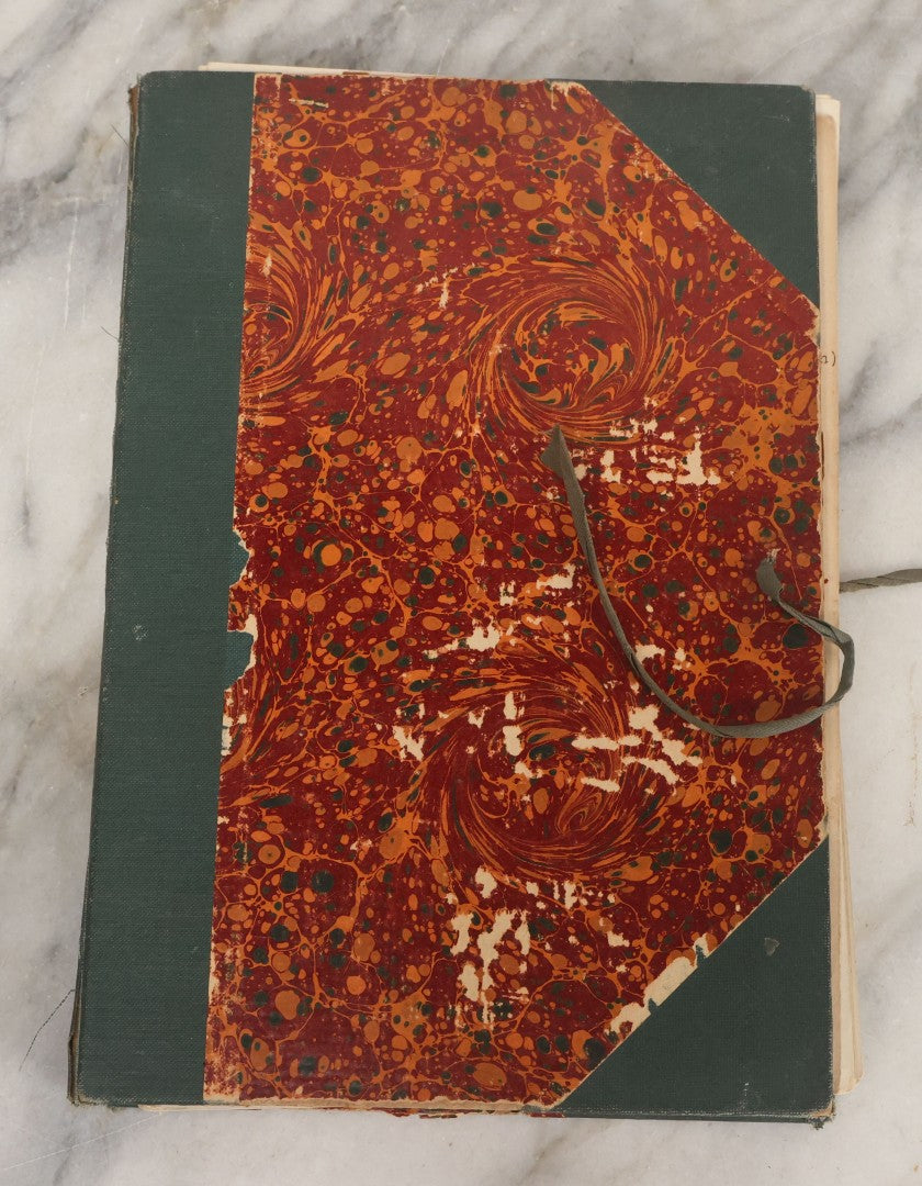 Lot 153 - "Quaint Ships Of Various Nations And Periods" Complete Antique Folio Collection Of 43 Loose Leaf Published Photographs Of Model Ships, With Identification Guide, Hand Lettered Spine, As Found