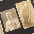 Lot 010 - Antique Vernacular Snapshot Photo Album With 90+ Photographs Circa 1910-1920, Including Baseball Player, Woman Posing With Flag, Bartenders, Many Dogs And Pets, And More