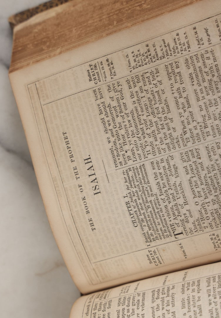 Lot 161 - "The Holy Bible Containing The Old And New Testaments, Translated Out Of The Original Tongues" Antique Leather Bound Book With Gilded Cover Decorations, Gilded Fore Edge, American Bible Society, Publisher, New York, 1873