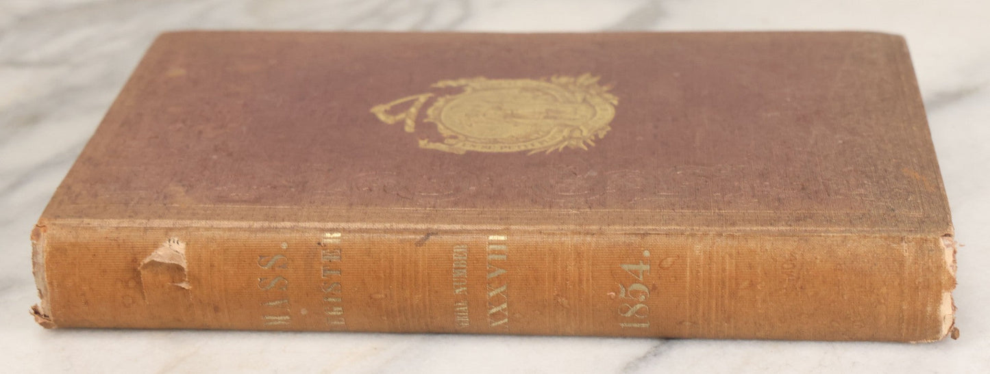 Lot 163 - "Massachusetts Register For The Year 1854" Antique Book Of Laws And Useful Information Including Numerous Detailed Advertisements And Graphics, George Adams, Publisher, Boston