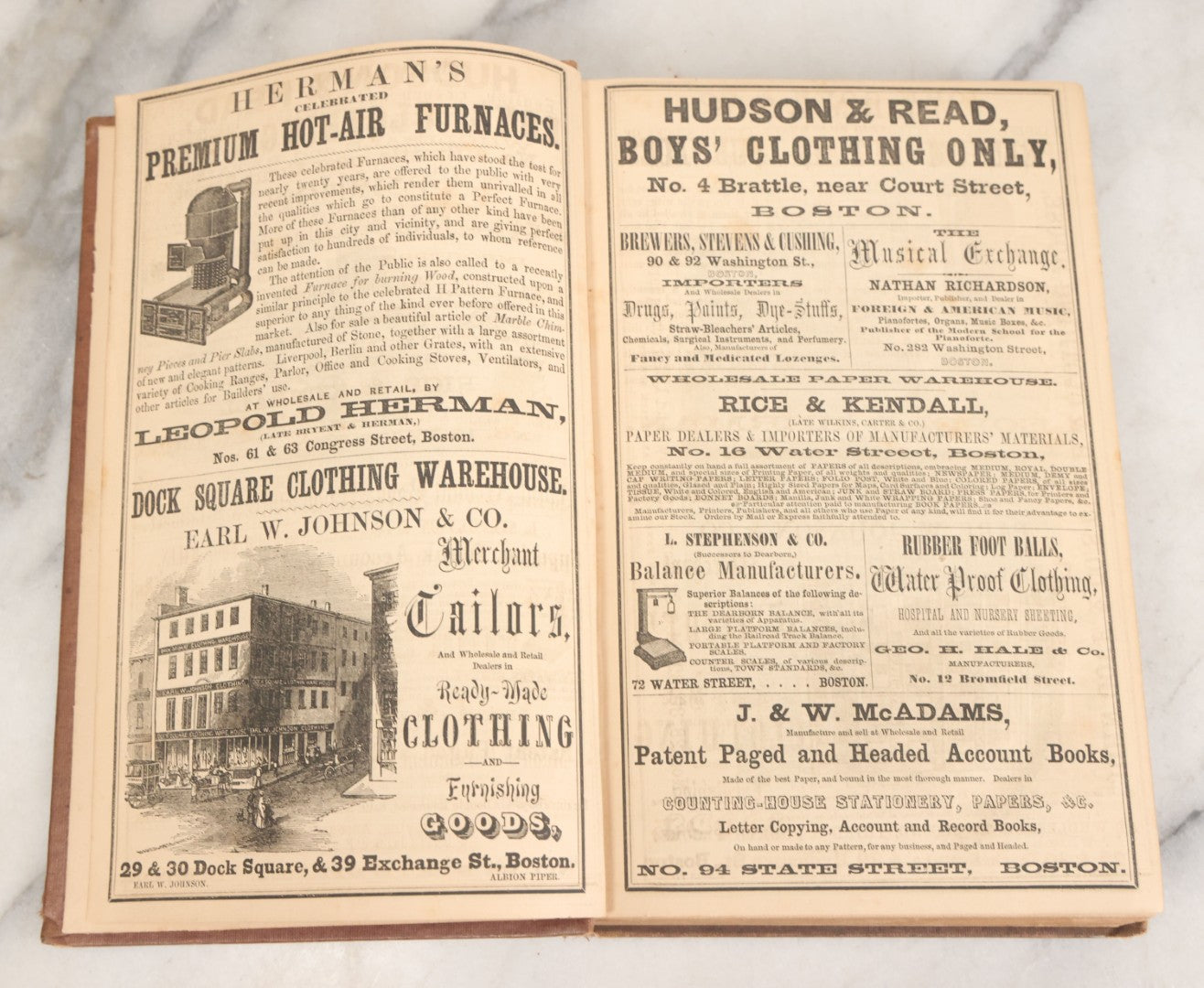 Lot 163 - "Massachusetts Register For The Year 1854" Antique Book Of Laws And Useful Information Including Numerous Detailed Advertisements And Graphics, George Adams, Publisher, Boston