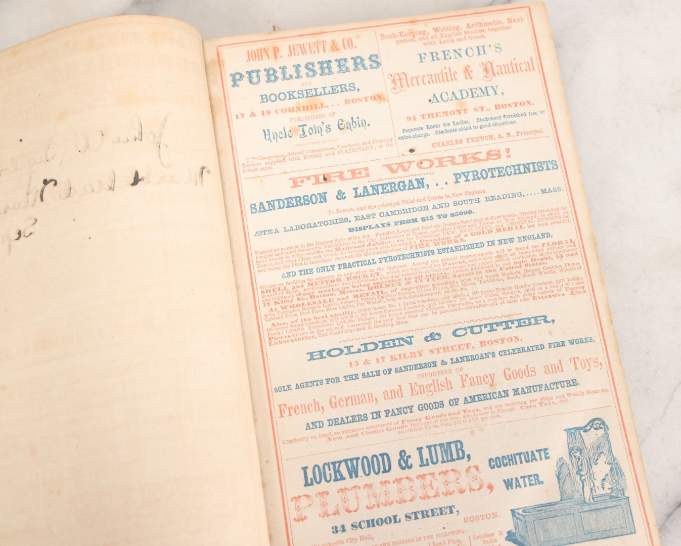 Lot 163 - "Massachusetts Register For The Year 1854" Antique Book Of Laws And Useful Information Including Numerous Detailed Advertisements And Graphics, George Adams, Publisher, Boston