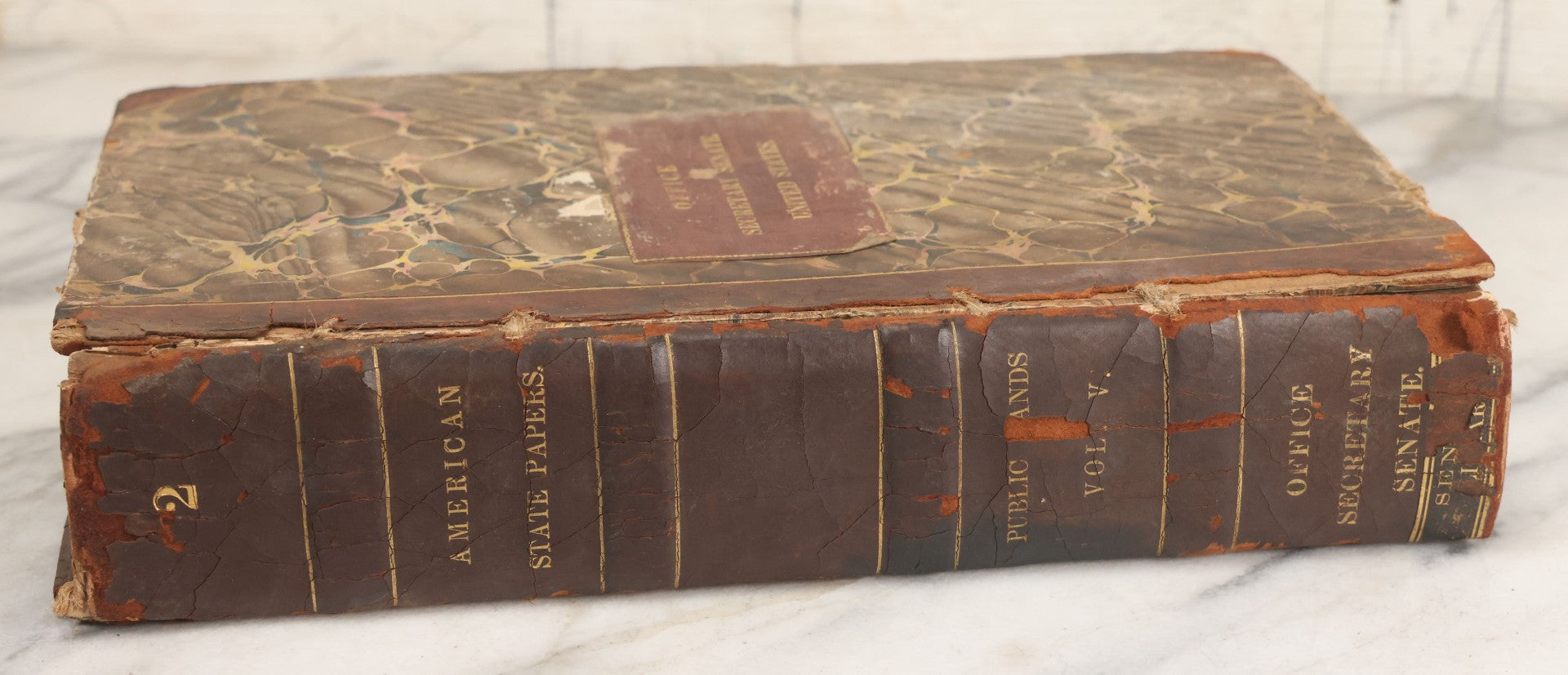 Lot 164 - "Documents, Legislative And Executive, [...] In Relation To The Public Lands" Early American Congressional Reference Volume Edited By Walter Lowrie, Secretary Of The Senate, Duff Green, Printer, Washington, 1834, Note Cover Mostly Detached