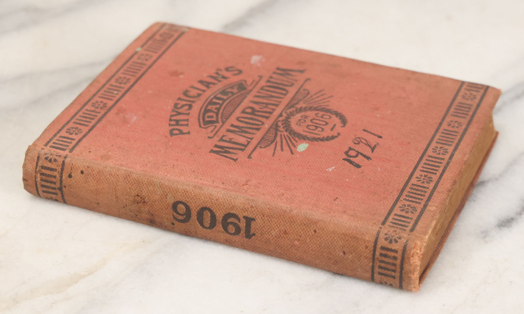 Lot 167 - "Physicians Daily Memorandum For 1906" Antique Doctor's Notebook, Repurposed For 1921, With Handwritten Notes, Advertisement For Pepto-Mangan, Compliments Of M.J. Breitenbach Company, New York City 