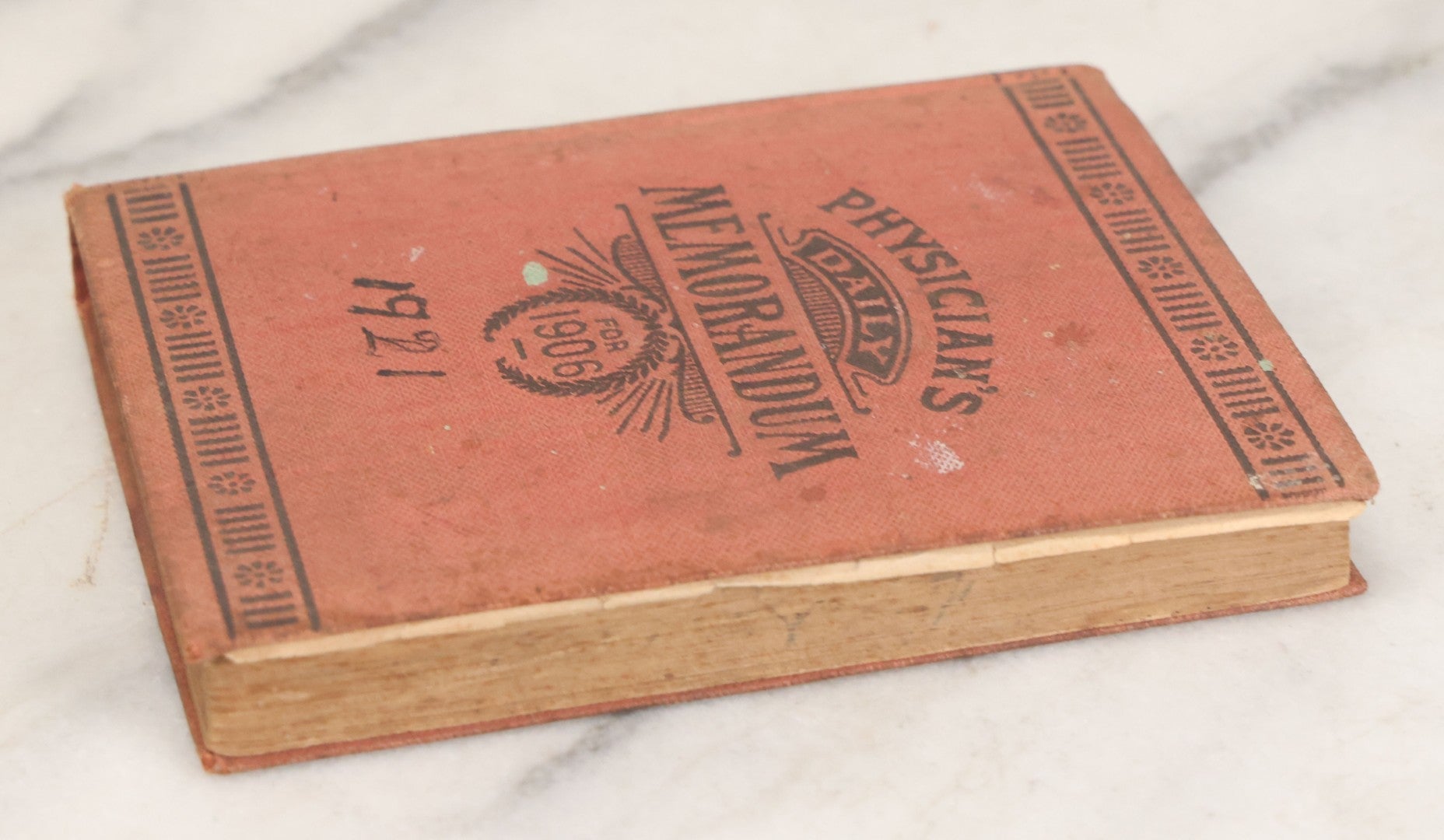 Lot 167 - "Physicians Daily Memorandum For 1906" Antique Doctor's Notebook, Repurposed For 1921, With Handwritten Notes, Advertisement For Pepto-Mangan, Compliments Of M.J. Breitenbach Company, New York City 