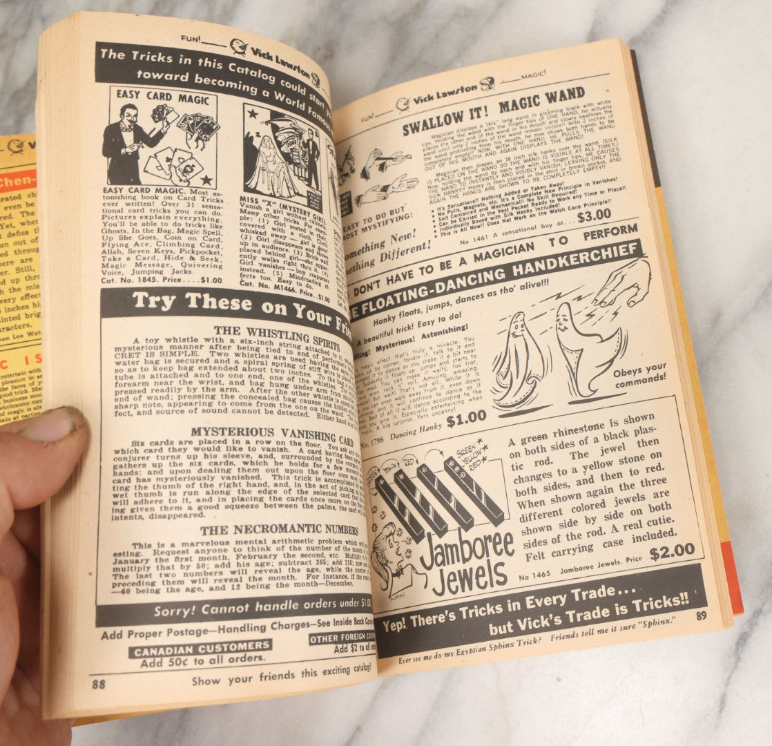 Lot 170 - "The House Of A Thousand Mysteries Latest Giant Surprise Catalogue Of Professional Magic; Pocket Tricks, Illusions, Joke Novelties" Antique Catalogue By Vick Lawston, Fort Lauderdale, Florida, Copyright 1968