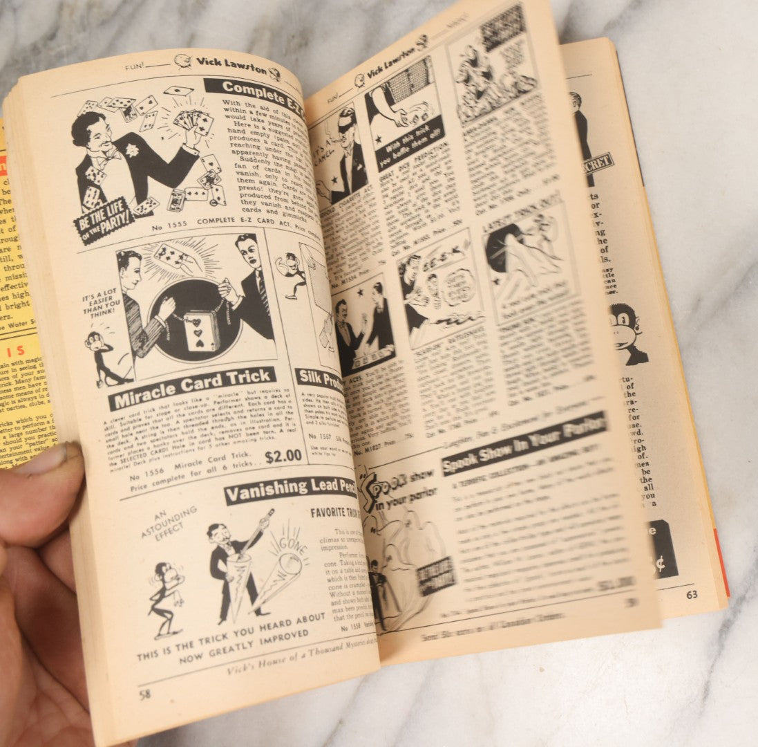 Lot 170 - "The House Of A Thousand Mysteries Latest Giant Surprise Catalogue Of Professional Magic; Pocket Tricks, Illusions, Joke Novelties" Antique Catalogue By Vick Lawston, Fort Lauderdale, Florida, Copyright 1968