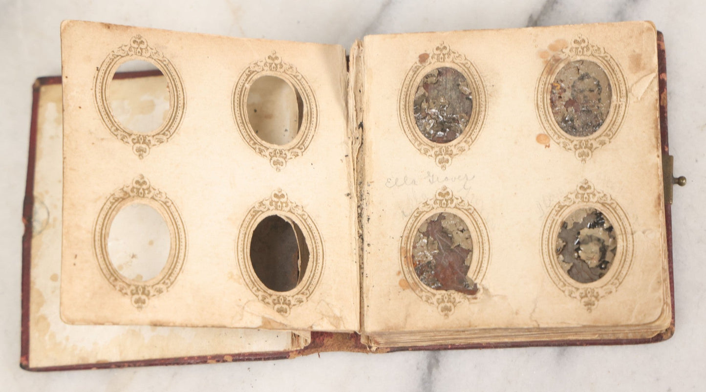 Lot 173 - Antique Poor Salvage Condition Gem Tintype Album, With Many Rusted, Worn, Totally Lost Tintype Photographs, Likely Was Water Damaged, As Found