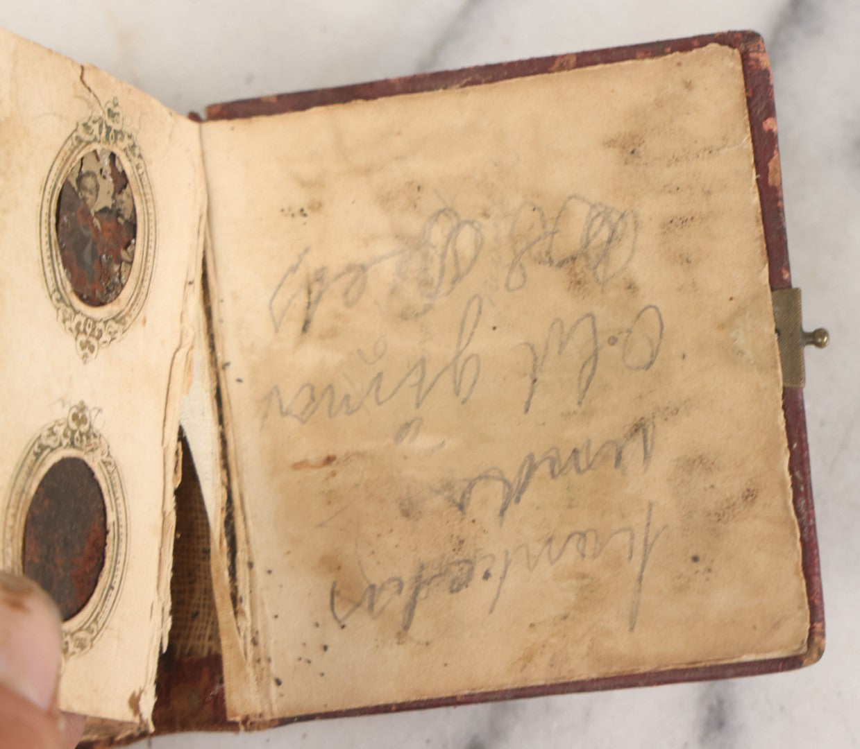 Lot 173 - Antique Poor Salvage Condition Gem Tintype Album, With Many Rusted, Worn, Totally Lost Tintype Photographs, Likely Was Water Damaged, As Found