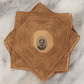 Lot 013 - Antique Folk Art String Frame With Gem Sized Tintype Of Young Woman With White Lace Collar, As Found, 4-1/2" x 4-1/2"