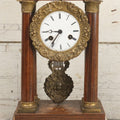 Lot 021 - Antique Inlaid Wood Cased Time And Strike Clock With Brass Adornments, Crane Decorations, Woman's Head On Pendulum, With "Brocot Brevete" Marked Movement, Porcelain Dial, Untested, As-Is, 16-1/2" Height