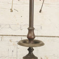 Lot 022 - Antique Electric Brass Lamp With Uranium Glass Diamond Hobnail Decoration, Glows Under Blacklight, Working Condition, No Shade, 22-1/2" Height