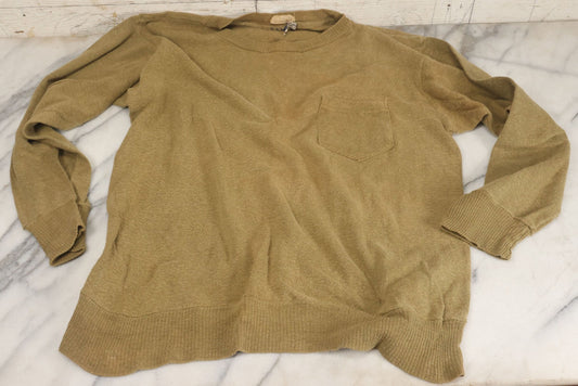 Lot 034 - Vintage World War 2 Era Army Green Sweater, Tagged "Slumber Jeans, For Slumber Comfort," As Found With Period Military Uniforms