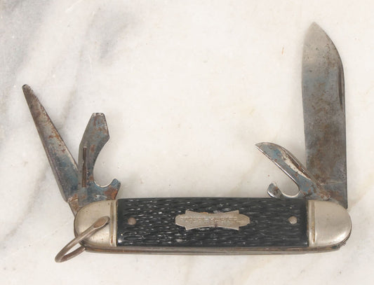 Lot 035 - Vintage Forest-Master Ranger Brand Pocket Knife With Knife, Bottle Openers, Made In U.S.A., 3-3/4" Length