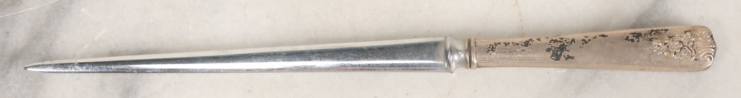 Lot 037 - Pair Of Antique Metal Letter Openers Including Webster Sterling Silver Handled Opener And Bronze Opener
