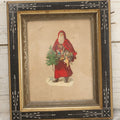 Lot 051 - Antique Victorian Scrapbook Page With Santa Claus Embossed Die Cut In Black Etched Eastlake Frame, 11-7/8" x 13-7/8"