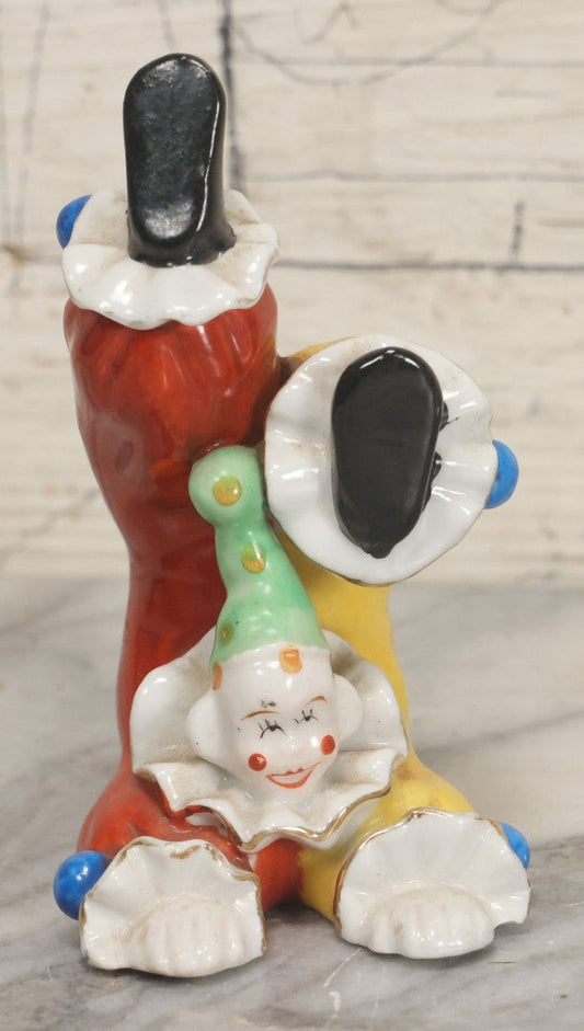 Lot 080 - Vintage Novelty Painted Porcelain Clown Doing Handstand Figurine, Marked Takiya, Made In Japan, 5-5/8" Height