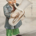 Lot 081 - Vintage Novelty Painted Bud Vase With Musician Caricature With Bulging Eyes Playing Baritone Horn, Marked Made In Occupied Japan, 4-1/4" Height