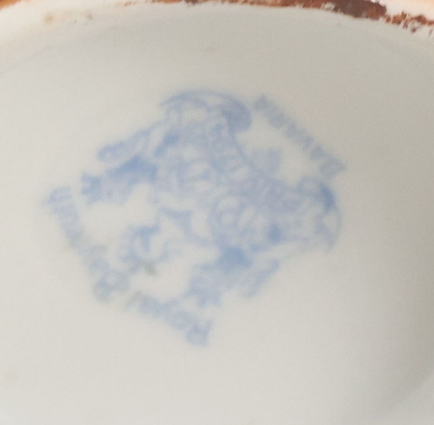Lot 088 - Antique Royal Bayreuth Porcelain Creamer With White And Brown Cow Graphics, Painted Landscape Scene, 3-5/8" Height