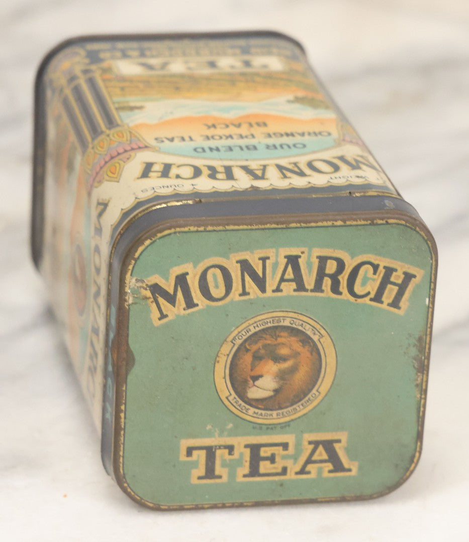 Lot 102 - Grouping Of Three Vintage Lithographed Advertising Tins Including Monarch Tea, Clover Farm Coffee, And Franklin's Famous Java Coffee