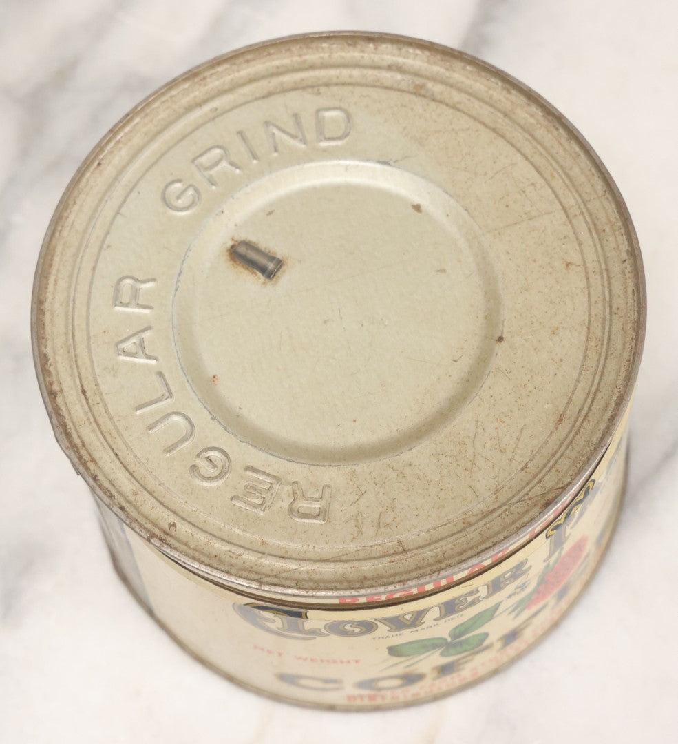 Lot 102 - Grouping Of Three Vintage Lithographed Advertising Tins Including Monarch Tea, Clover Farm Coffee, And Franklin's Famous Java Coffee