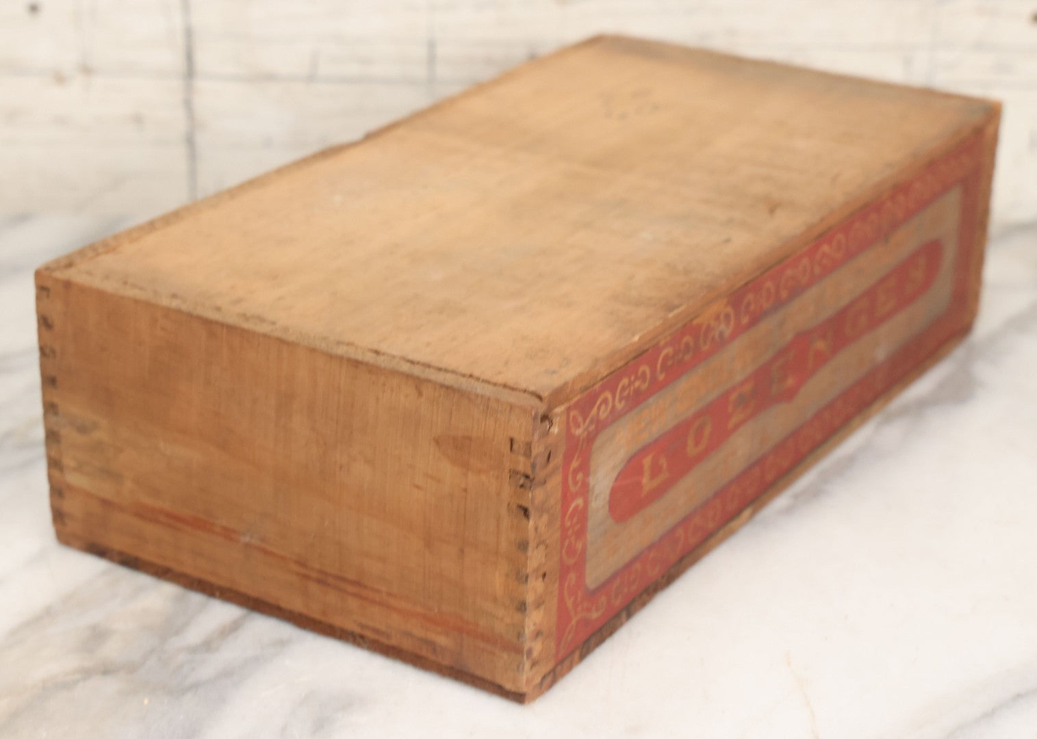 Lot 106 - Antique Wooden Candy Box For New England Confectionery Co. Lozenges, Manufactured At Chase & Co., Factory, With Label Printed On Crate, Slide Out Lid